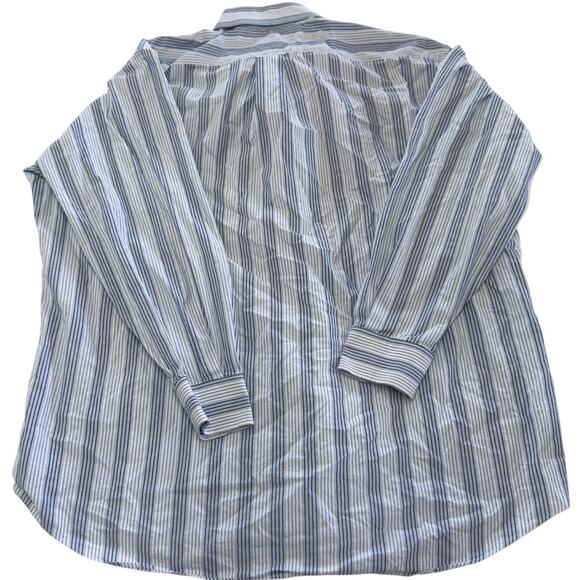 Tommy Hilfiger Shirt Men X Large 17 32-33 Blue White Striped Button Down Vintage - Picture 2 of 6